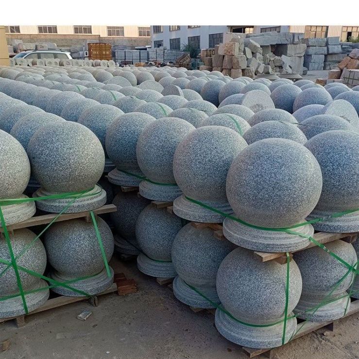 大理石防撞挡车石球路障石墩圆球圆形石墩广场学校门口隔离圆石头
