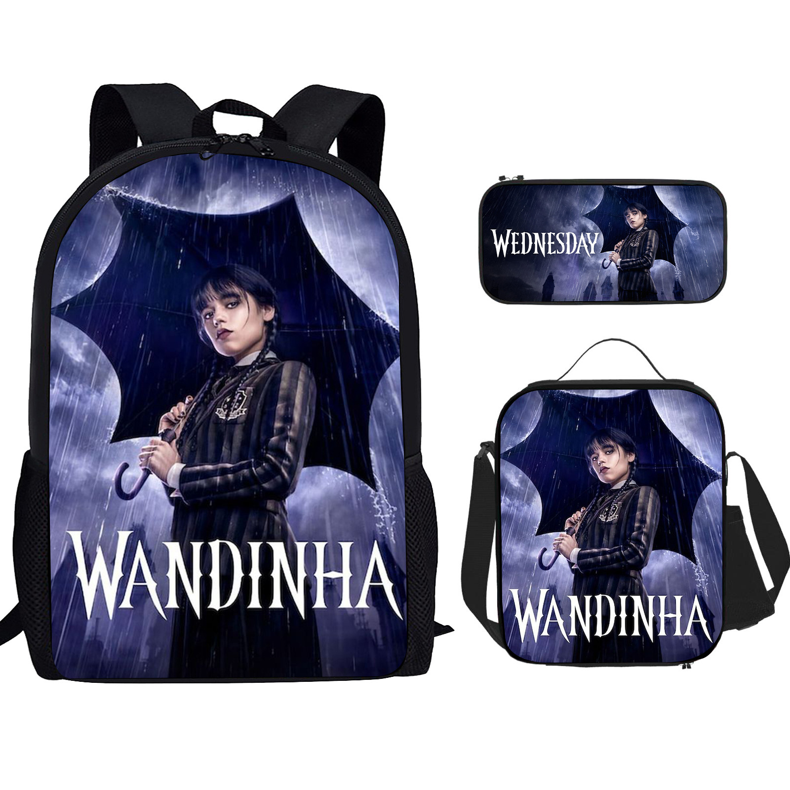 New Adams Wednesday School Bag Three-Piece Nylon High Quality Printing Student Backpack Children Backpack