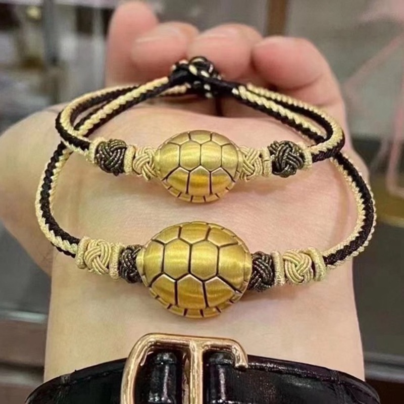 足金999拉丝复古龟壳手链父亲节礼物富甲一方龟甲手串酷潮硬金