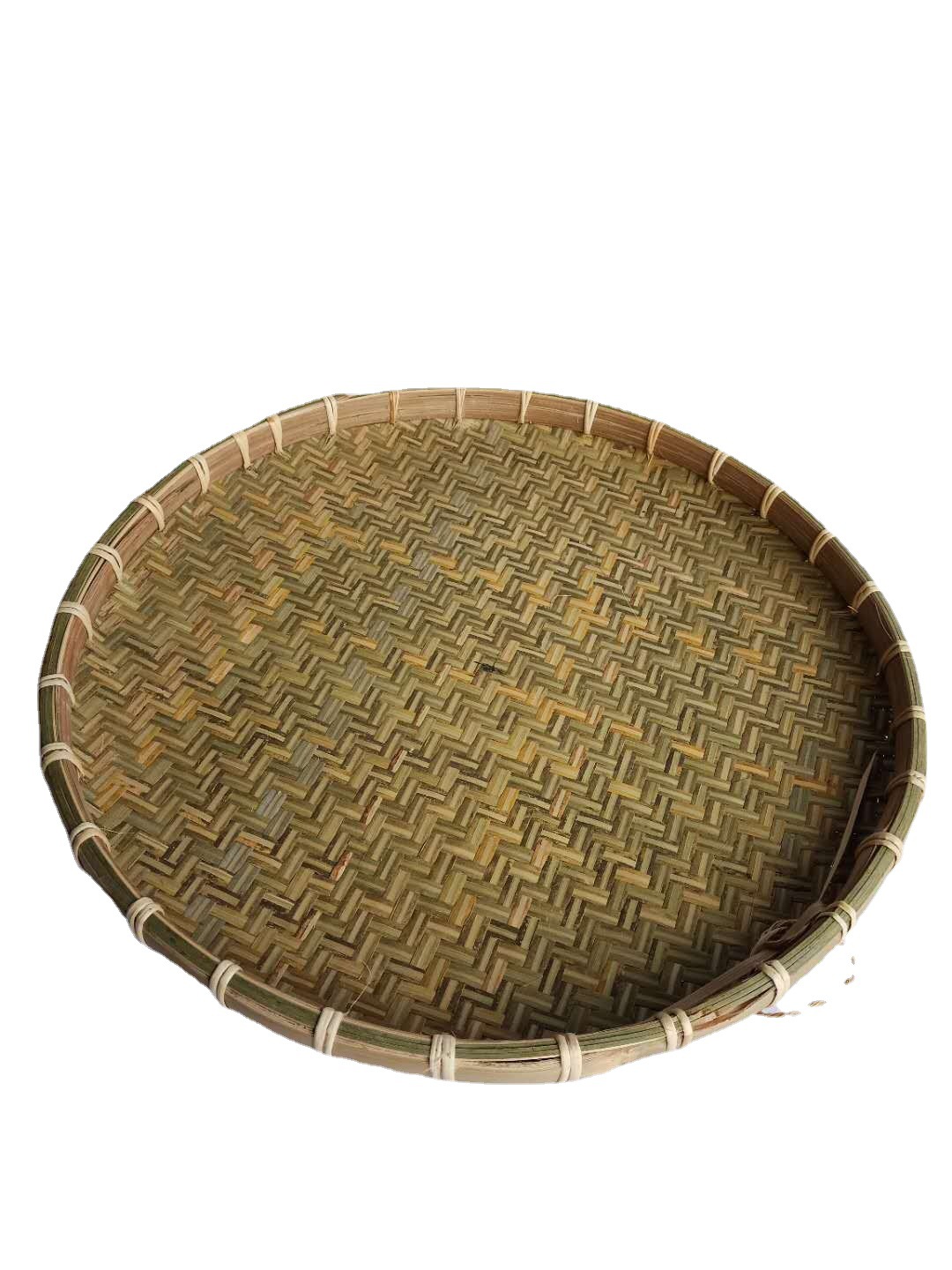 竹制品竹编工艺品圆簸箕绘画扁竹编筛子舞台道具沥米茶叶晾晒