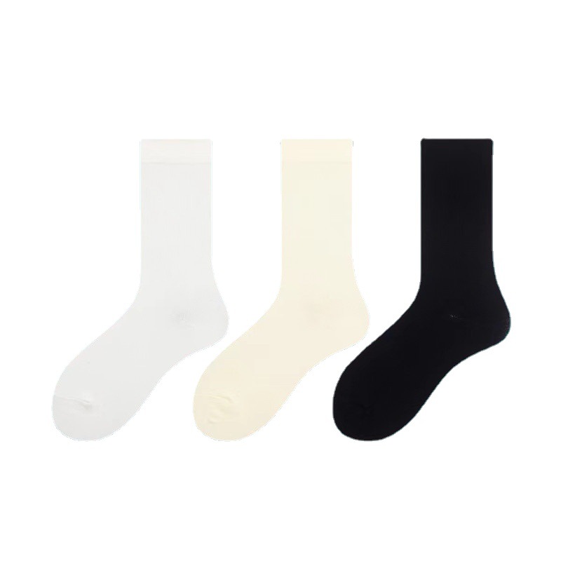 Xiaohongshu Socks with Non-Binding Top Maternity Socks Male and Female Middle Tube Pure Cotton Socks Summer Thin Ins Trendy Black and White Solid Color Bunching Socks