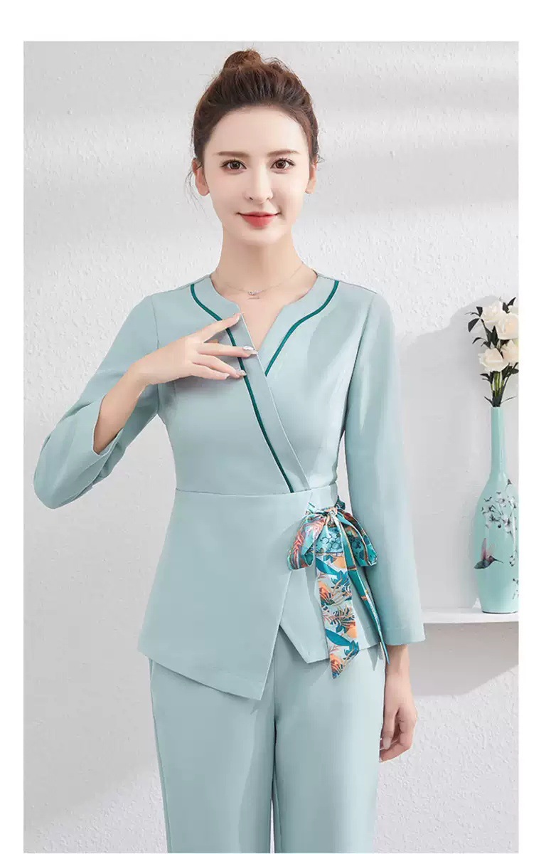 美容师工作服秋冬工装连衣裙女高端气质足浴养生服美容院工服加工