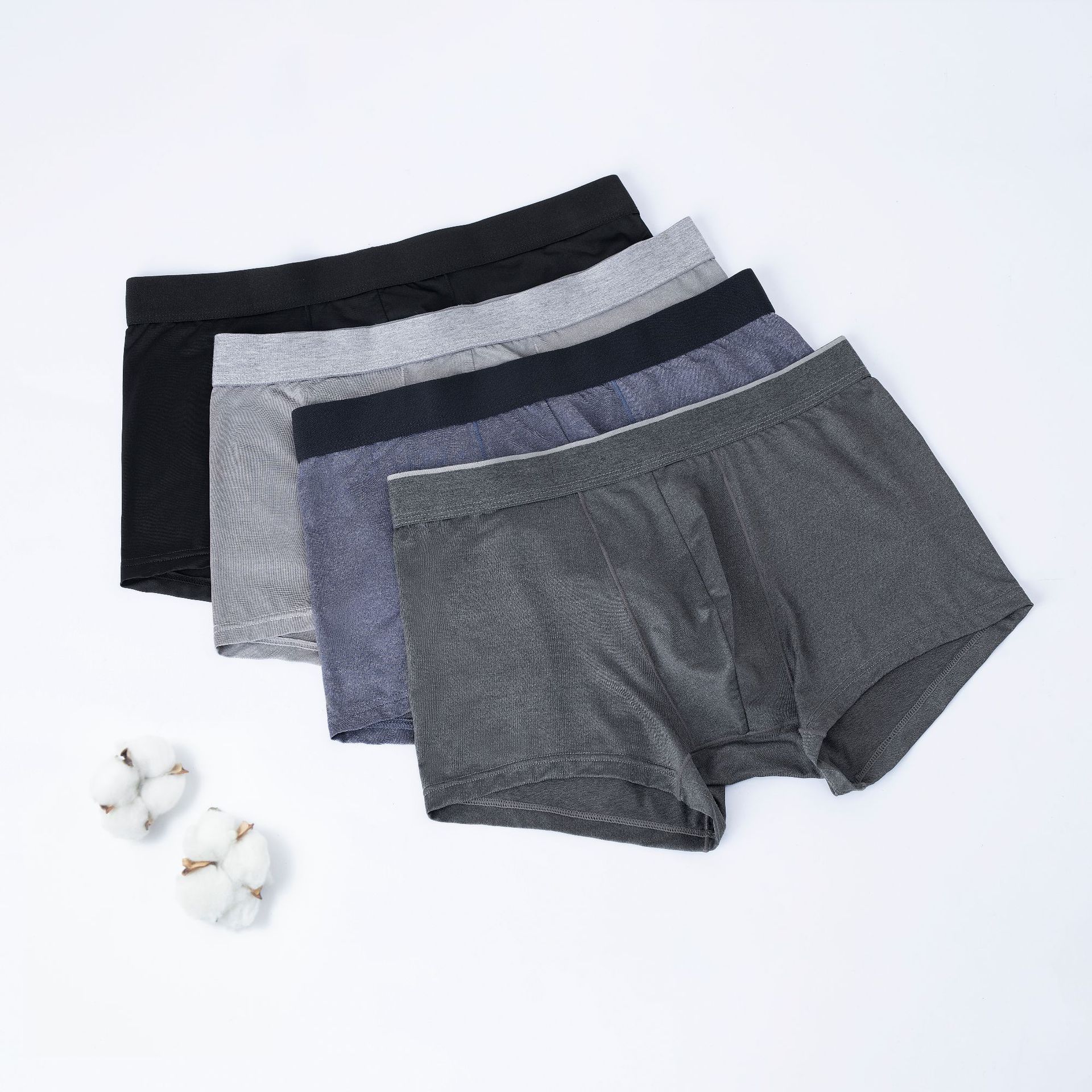 男士内裤纯色平角裤凉感速干大码中腰男装四角透气男款短裤头批发