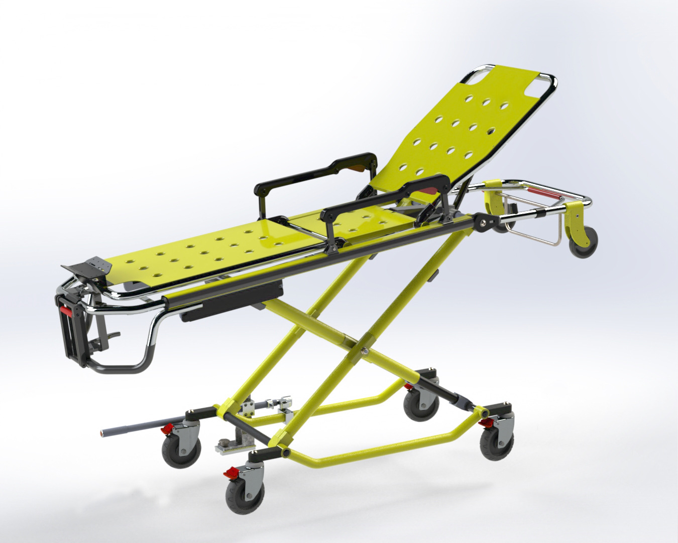 x型交叉腿救护车担架高度多档位调节靠背腿部可调头部可进电梯