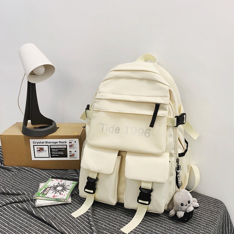 New Large Capacity Backpack Female College Student Black Bag Male Middle School Student Junior High School Student High School Student Bag Wholesale