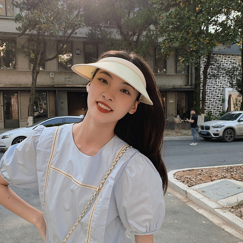 遮阳帽女夏季防紫外线空顶帽子韩国uv防晒帽户外晚晚同款太阳帽子