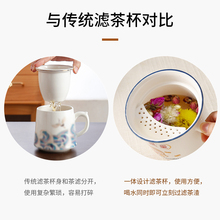 PH2Y复古陶瓷仿搪瓷杯带滤网茶缸办公室茶杯大容量马克杯家用杯子