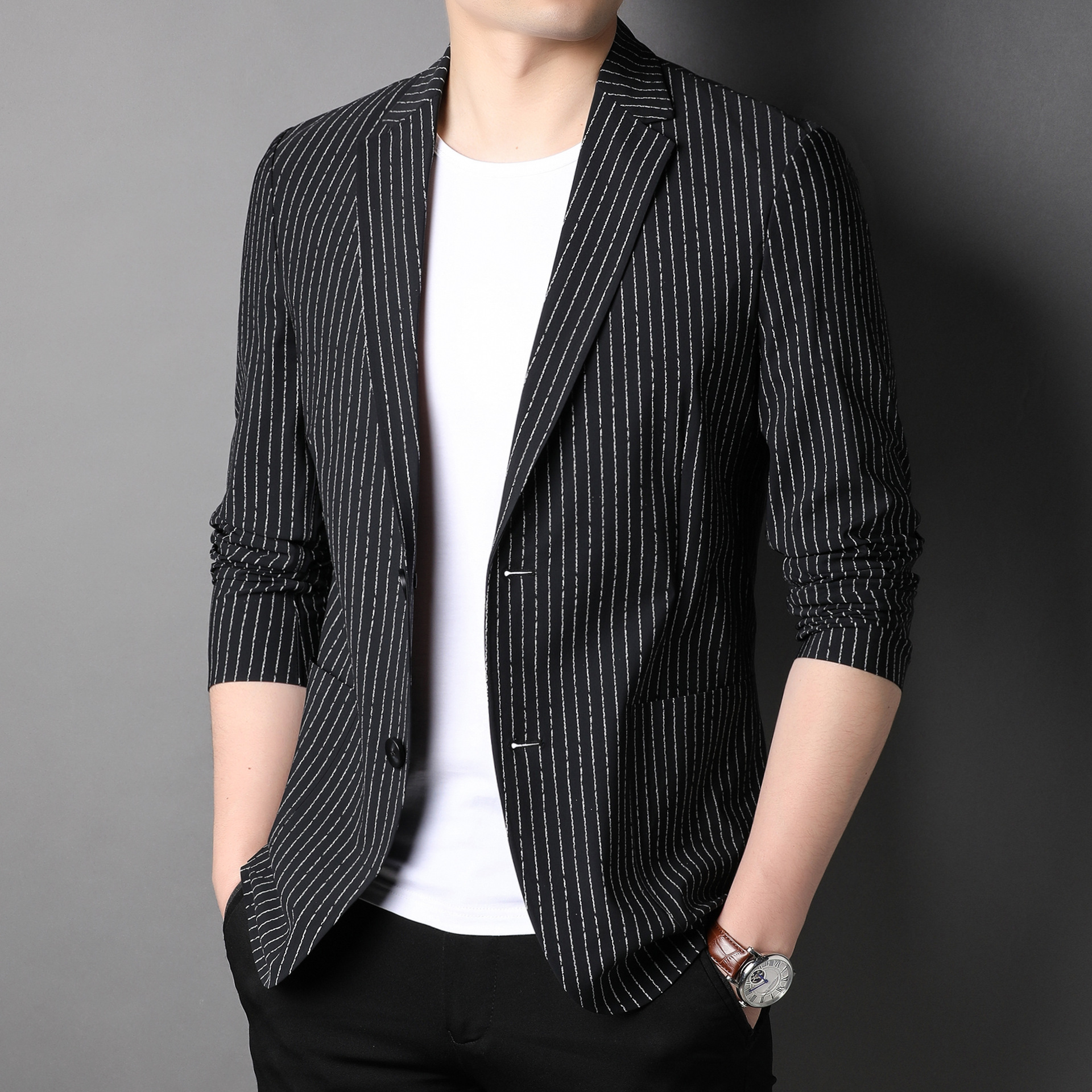 2022春求季新款男士西服修身时尚爆款中青年潮流西装外套一件代发