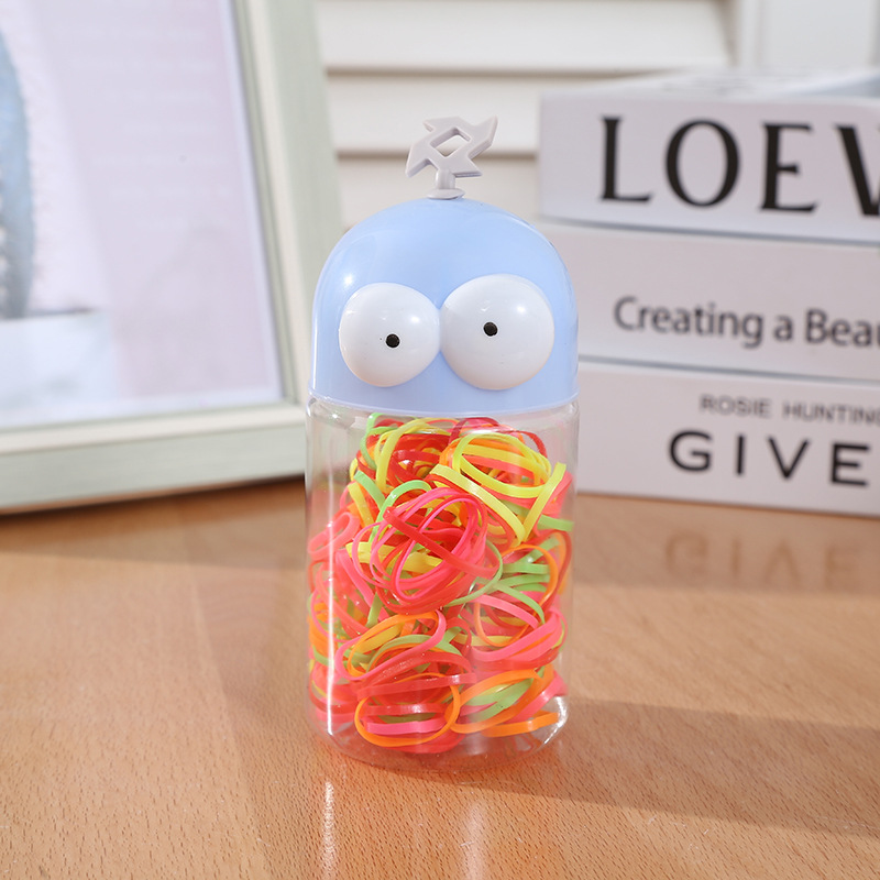 Cute Big Eyes Bottled Disposable Rubber Band Children's Cartoon Little Hair Ring Strong Pull Constantly Does Not Hurt Hair Rope Wholesale