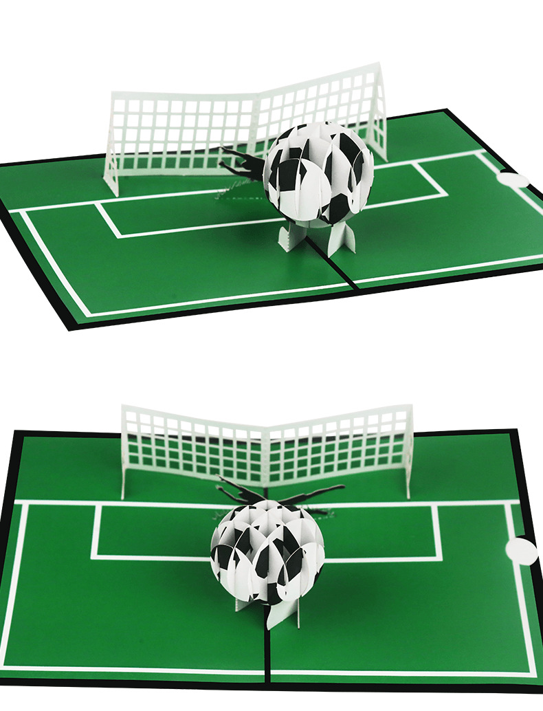 厂家供应彩印3d立体创意动感足球运动会贺卡纪念品商务小卡片定制