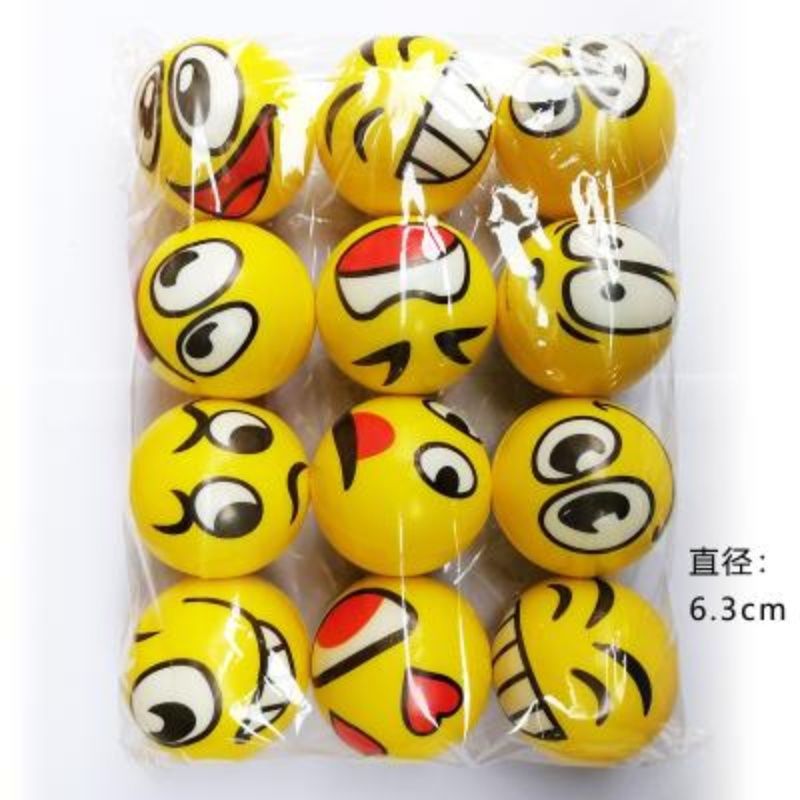 Leather Ball 6.3cm Solid Sponge Ball Elastic Ball Smiley Soft Ball Pu Training Ball Decompression Expression Ball Amazon