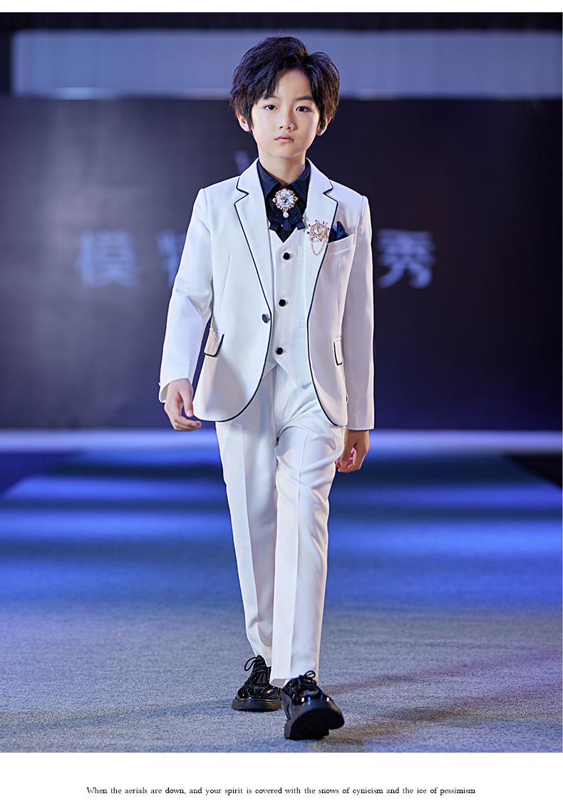 男童西服白色儿童小西装套装花童男孩主持人钢琴演出礼服帅气冬季