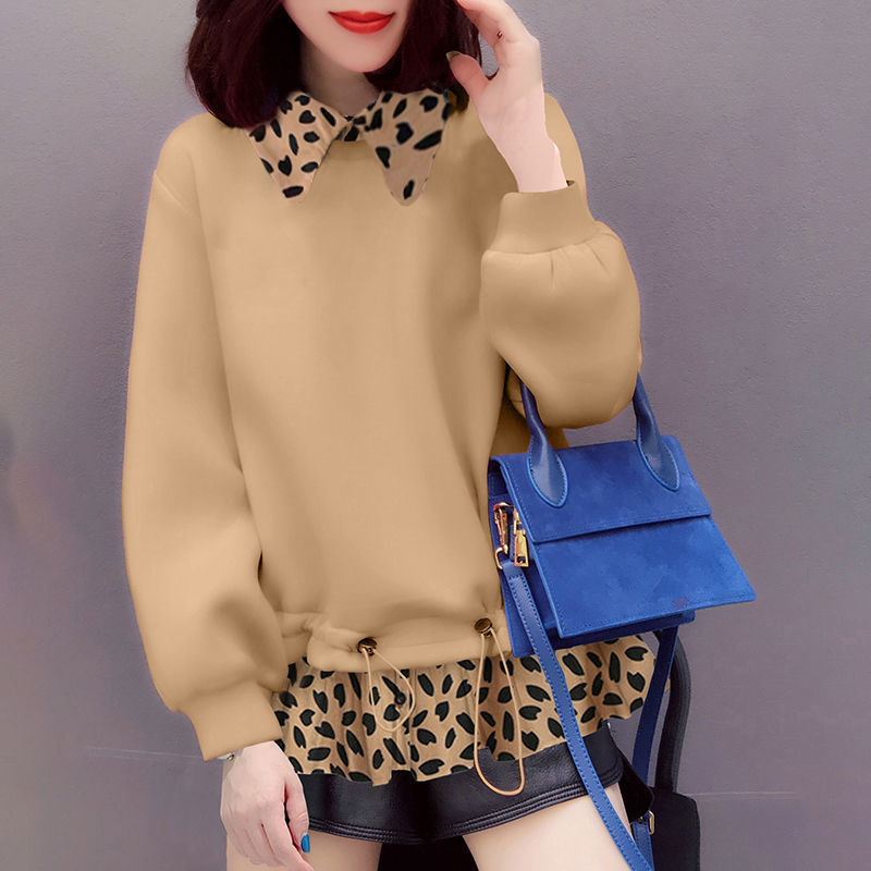 包邮时尚慵懒风假两件套头网红长袖卫衣欧洲站2021秋季女装新款欧