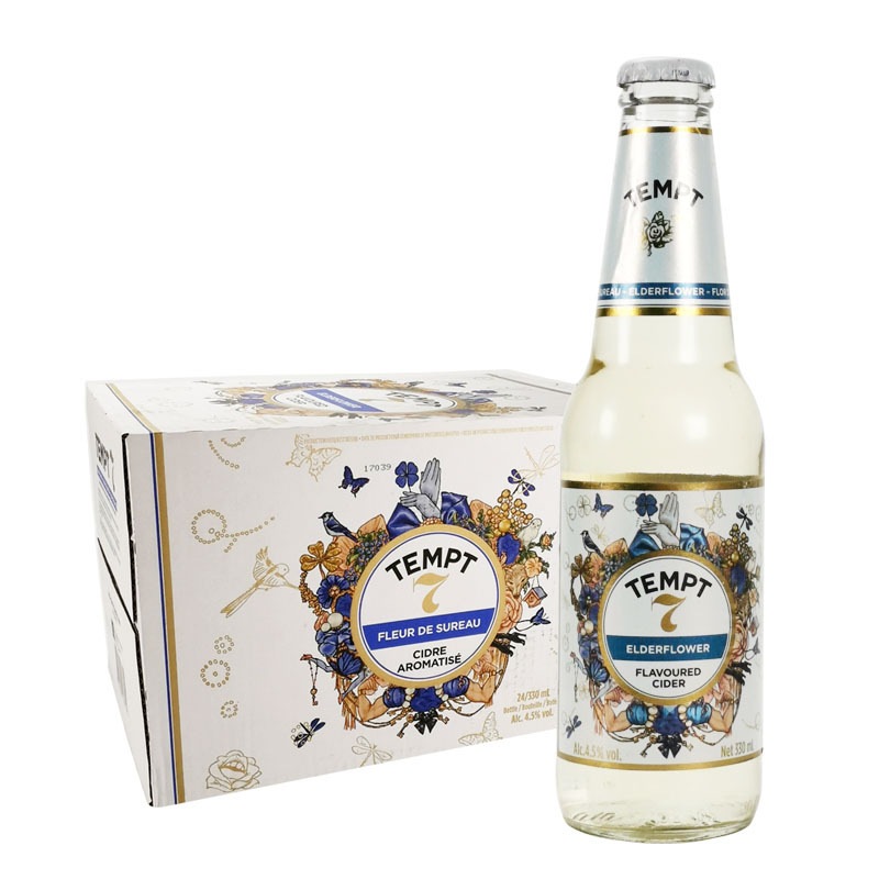 丹麦tempt诱惑7号精酿啤酒接骨木味女士果酒330ml瓶装整箱批发