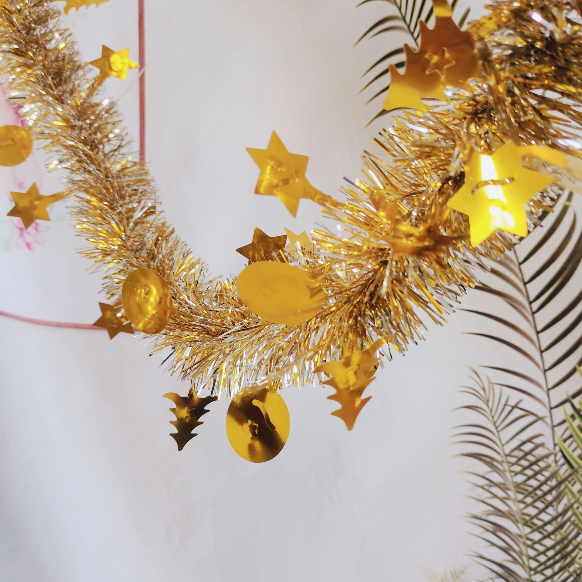 批发 跨境圣诞节装饰彩条满天星结婚生日派对布置节日毛条彩带2米