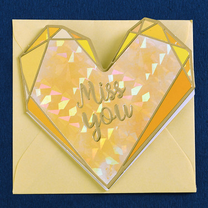 贺卡卡片鲜花创意生日卡烫金迷你祝福镭射小感谢万用心形贺卡留言