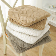 冬季马蹄形长毛绒餐椅垫加厚保暖可拆洗正方形椅子坐垫座垫防滑