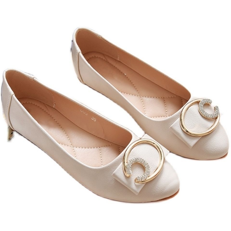 裸色高跟深口单鞋