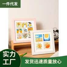 V45O油画画框摆台正方形裱画框挂墙四宫格九宫格美术作品保存立体