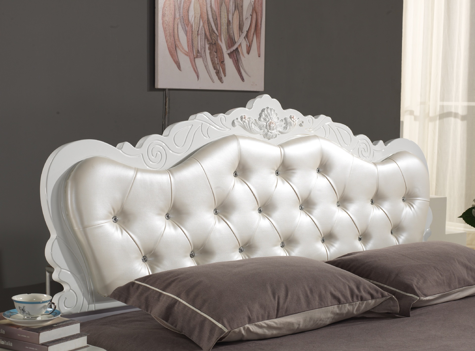 欧式床头板 软包床靠背1.8米床头烤漆公主床头儿童床头板双人