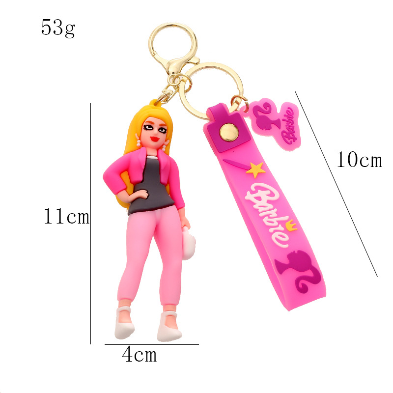 New Barbie Doll Silicone Doll Keychain Pendant Cute Barbie Princess Ladies' Bag Car Pendant Gift