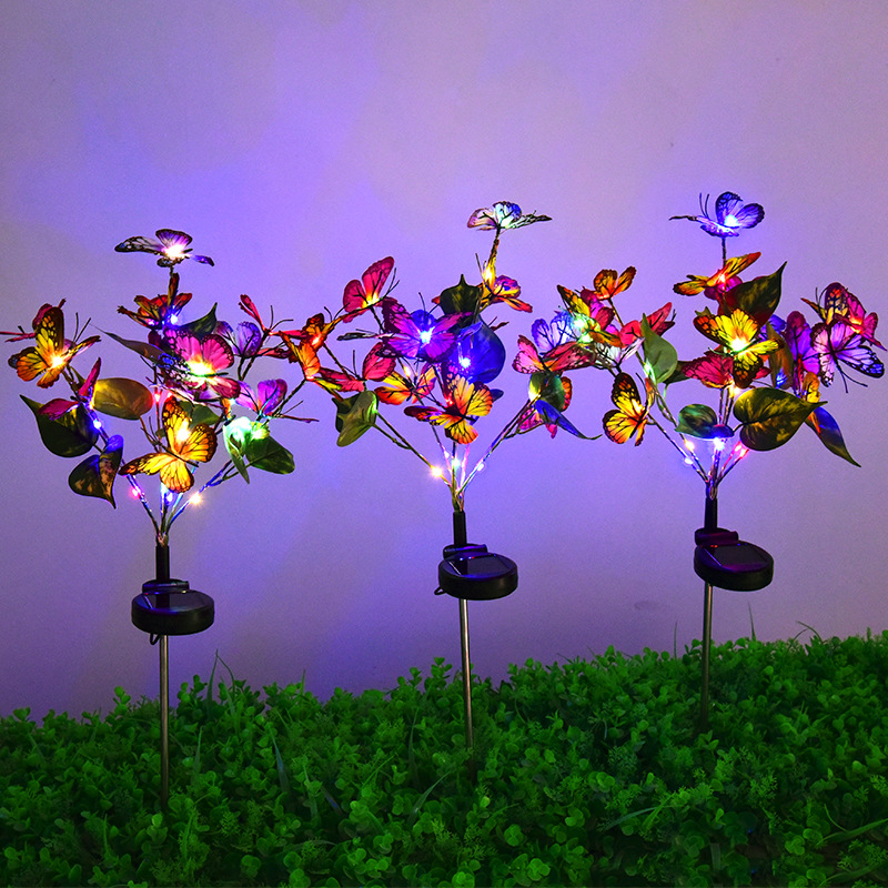 Factory Customized New Hot Selling Solar Seven-Head Butterfly Lantern Outdoor Lawn Garden Decoration Lantern