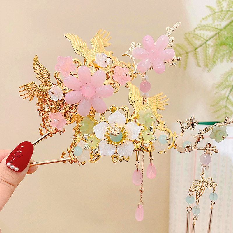 Children's Hairpin Girls' Ancient Style Tassel Buyao Headdress Super Fairy Tuinga Hairpin Hairpin Little Girl Han Chinese Clothing Hair Accessories Female