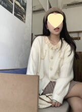 甜妹穿搭毛衣外套女初春新款内搭短款慵懒风粉色针织开衫甜美上衣