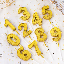 烘焙装扮 大号金色数字蜡烛细长铅笔蜡烛 儿童生日派对蛋糕装饰品