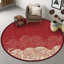 一周岁抓周毯儿童房地毯圆形可爱家用卧室客厅地毯红新款轻奢地垫