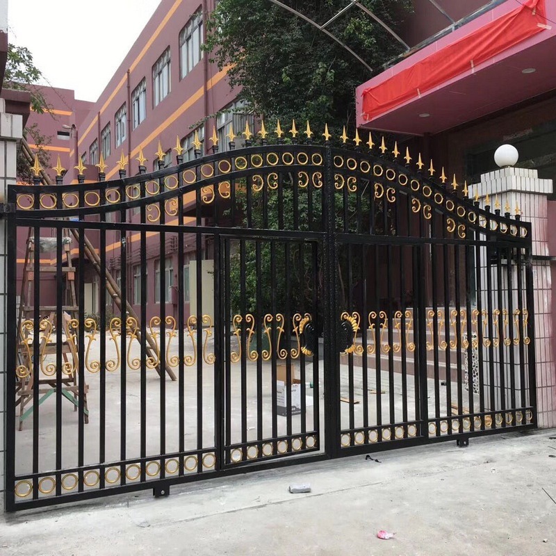 厂家直供电动别墅入户门欧式复古防盗小区双开轻奢铁艺自动铁艺门