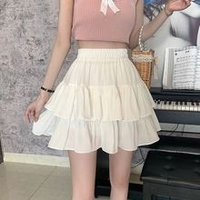 YXBB百褶A字半身裙女夏季2023新款小个子高腰短裙设计感蛋糕裙子