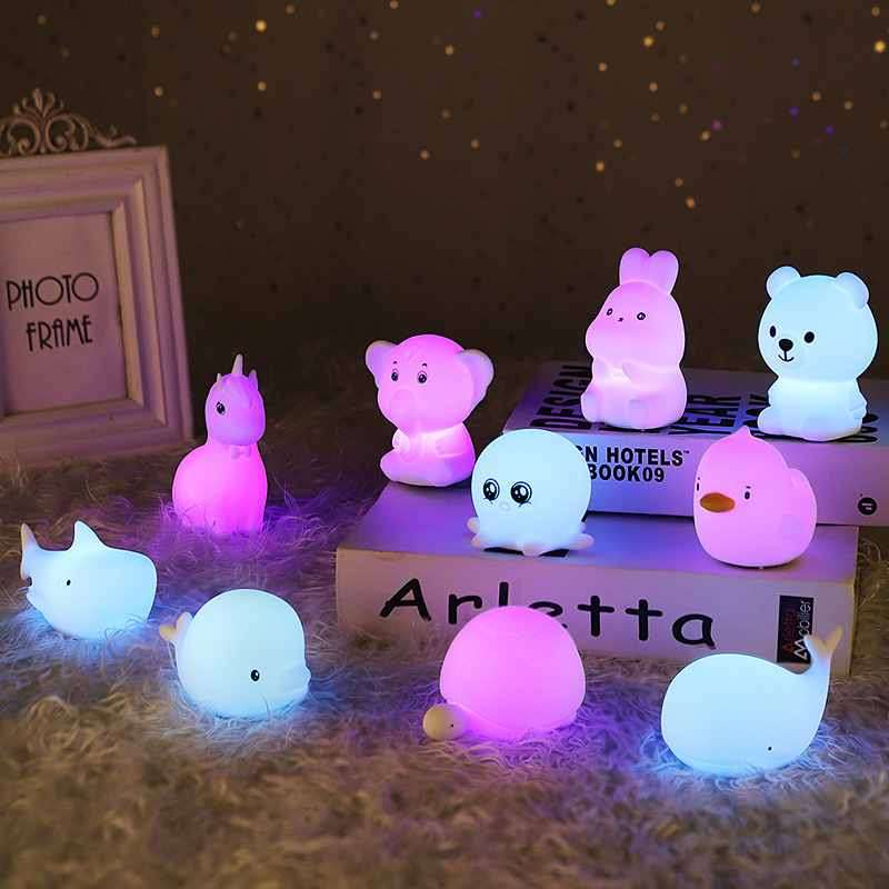 Cross-Border Mini Cartoon Colorful Night Light Rabbit Decoration Christmas Gift Bedside Nursing Atmosphere Small Night Lamp