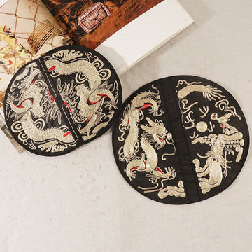 时尚中国龙金线盘线绣大号对开补子刺绣贴重工刺绣布贴衣服补丁贴