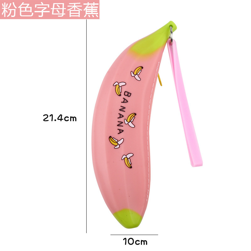 Creative Silicone Pencil Case Student Cute Waterproof Large Capacity Banana Pencil Bag Fruit and Vegetable Shape Storage Bag