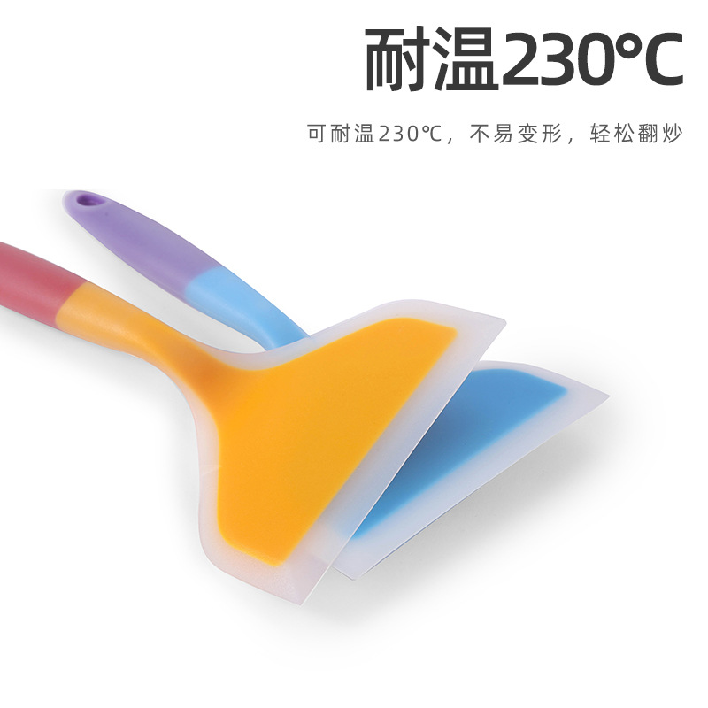 Factory in Stock Transparent Two-Color Silicone Wide Mouth Spatula Translucent Tamagoyaki Spatula Kitchen Utensils Silicone Shovel