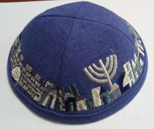 定制跨境速卖通国际站色丁犹太帽出口四片刺绣民族小圆帽kippah