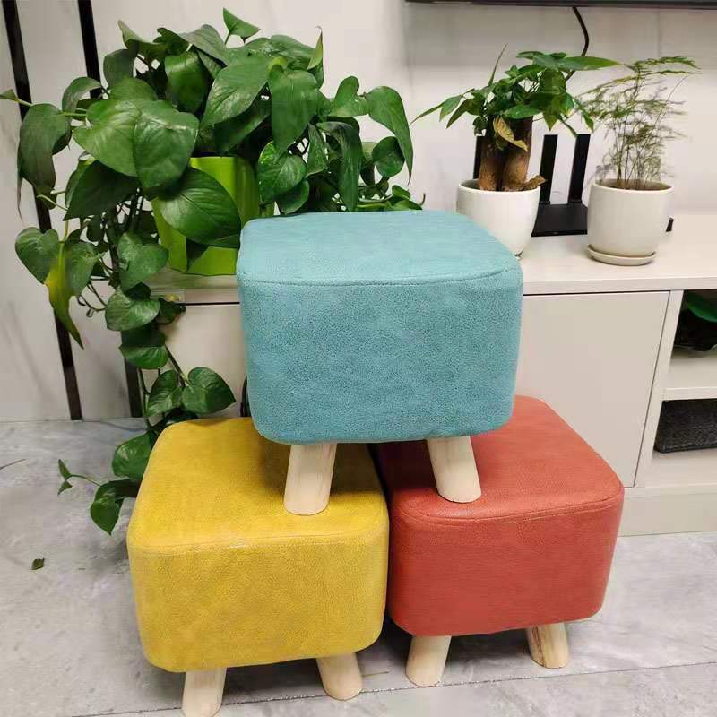 Creative Solid Wood Small Stool Cartoon Living Room Sofa Stool Fabric Shoe Changing Stool Simple Low Stool Household Small Stool Wholesale