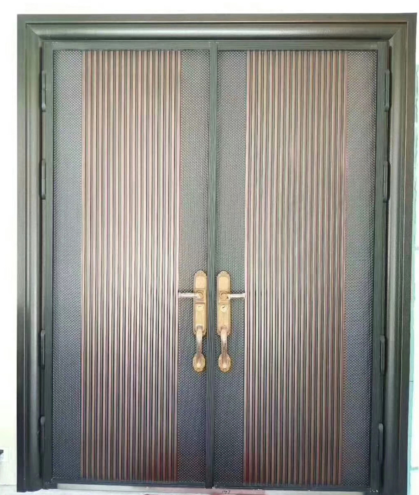 农村自建别墅大门双开铸铝门庭院入户防盗门铜门进户别墅门定 制