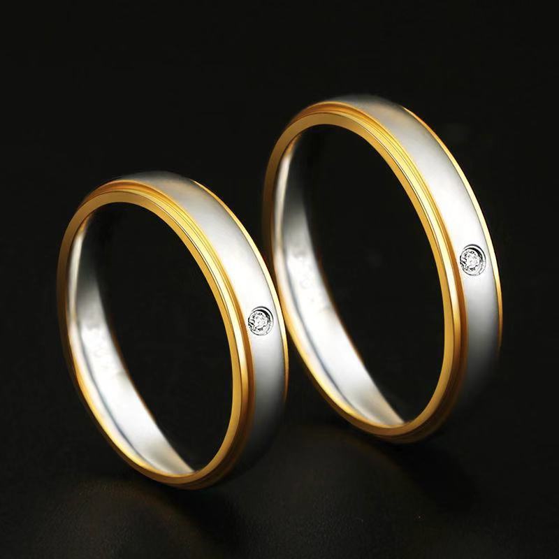 钛钢钻石情侣对戒