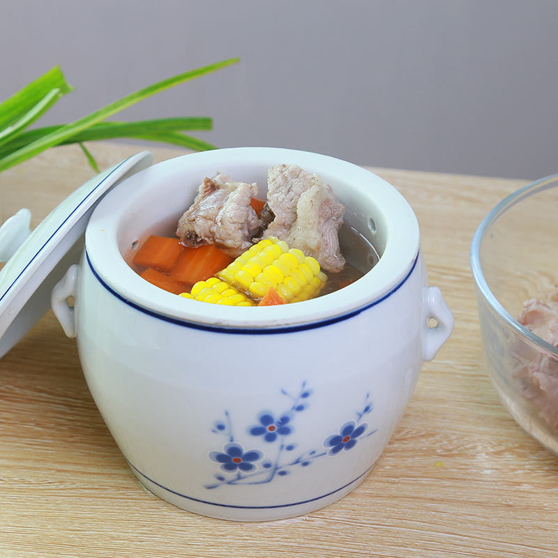 炖罐双盖骨瓷陶瓷燕窝炖盅带隔水炖盅内胆蒸汤盅大小号家用碗白