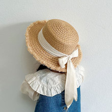 优雅日系儿童帽子夏季女童大檐遮阳帽度假宝宝沙滩草帽亲子太阳帽