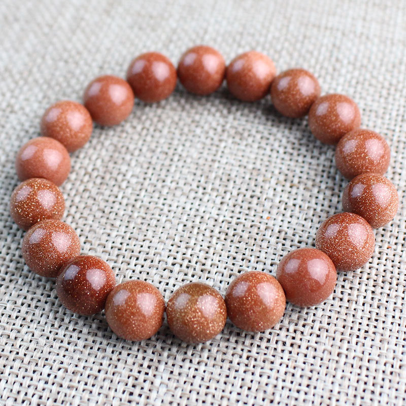 厂家直销天然金沙石手链女士情侣时尚饰品礼物念珠手串许愿石