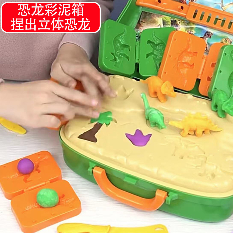 Colored Clay Dinosaur Mold Play House Noodle Maker Children's Toy Plasticene Mold Tool Set Ice Cream Machine