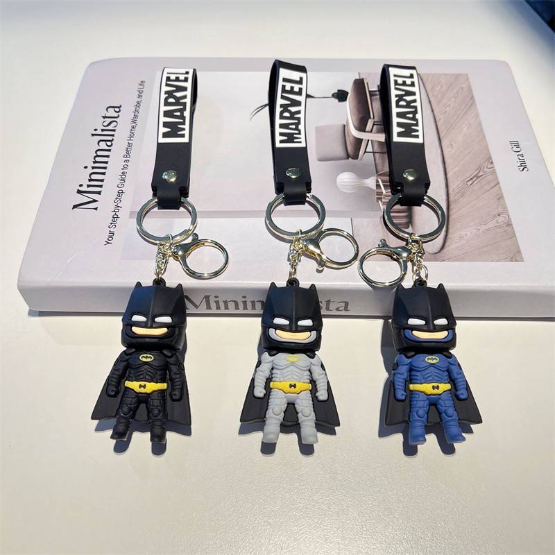 Creative Cartoon Batman Keychain Cute Black Bat Marvel Heroes Key Chain Men and Women Handbag Pendant Wholesale