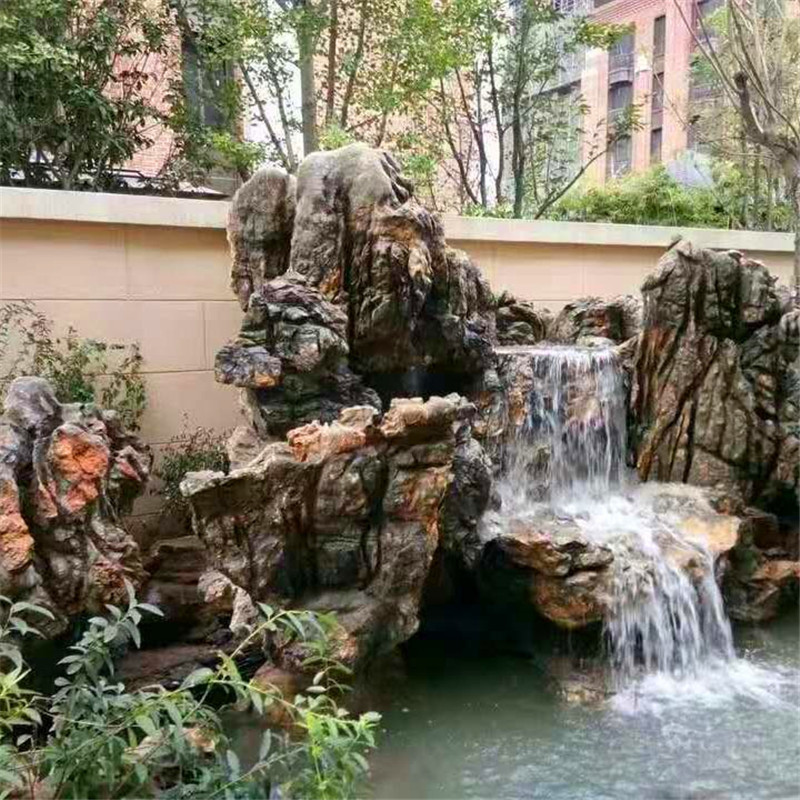 假山流水喷泉鱼池大型公园室外别墅庭院花园真石灵璧石假山石