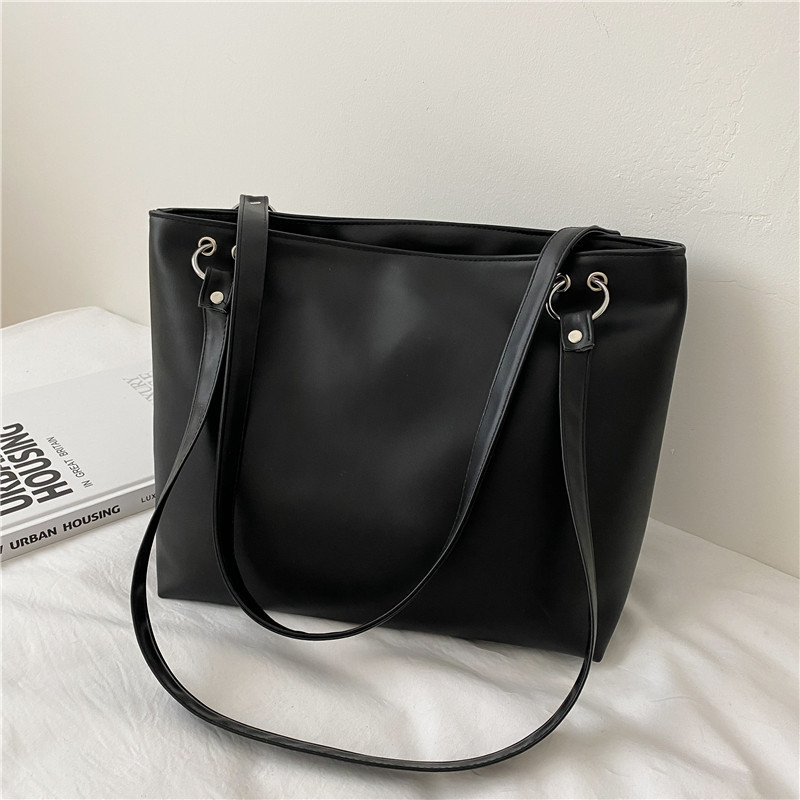 Bag Women's Bag New 2021 Spring Korean Style Shoulder Bag Simple Large-Capacity Bucket Bag Casual Solid Color Portable Support