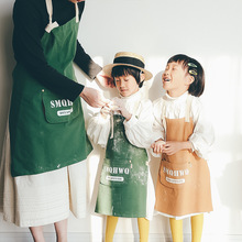 美式复古亲子围裙女家用厨房2022新款夏季宝宝罩衣儿童吃饭围裙
