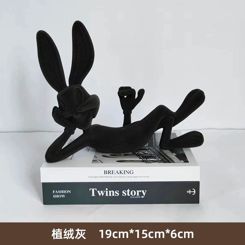 Internet Celebrity Lying Posture Rabbit Decoration Cartoon Modern Living Room TV Cabinet Wine Cabinet Entrance High-Grade Sense Niche Home Decoration