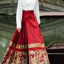 新中式中国风印花马面裙改良汉服套装女喜庆红色结婚敬酒服连衣裙